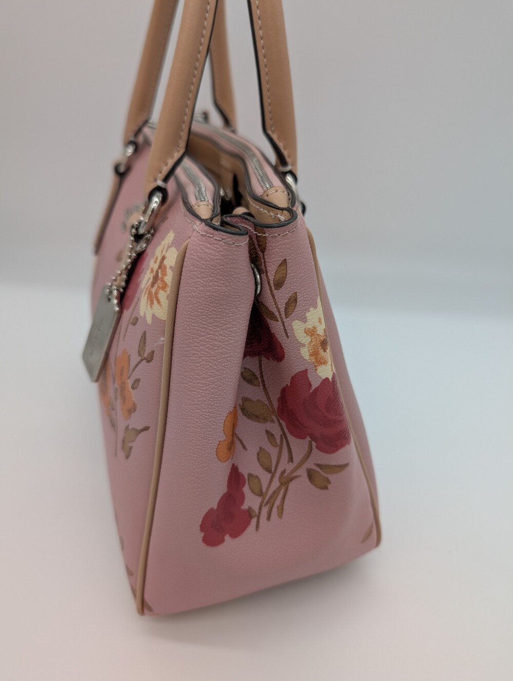 Coach Surrey Carryall Pink Peony Floral Purse Crossbody 2019 F72643 With COA - Picture 6 of 15
